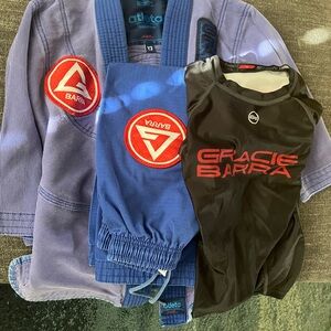 Gracie Barra Kids Jiu-Jitsu Gi Set - Blue and Black - Y3 and YS rash guard